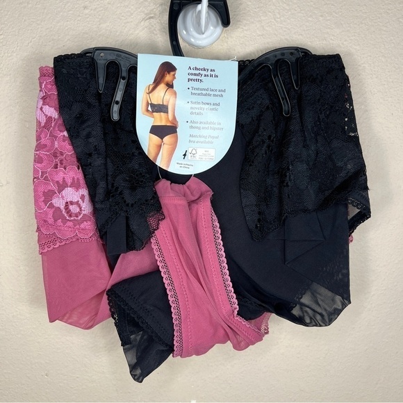 NEW 3X ADORE ME PAYAL CHEEKY PANTY SET OF 2 BLACK PINK PLUS LINGERIE NWT - Picture 5 of 7